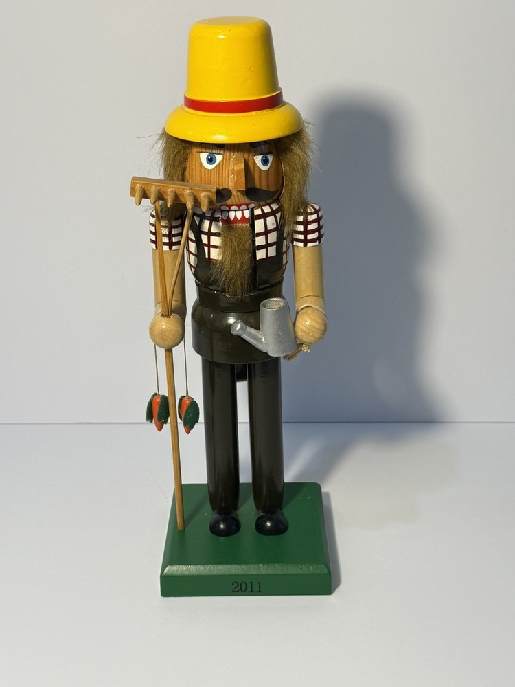 2011 Limited edition 14”  farmer nutcracker with rake watering can and carrots