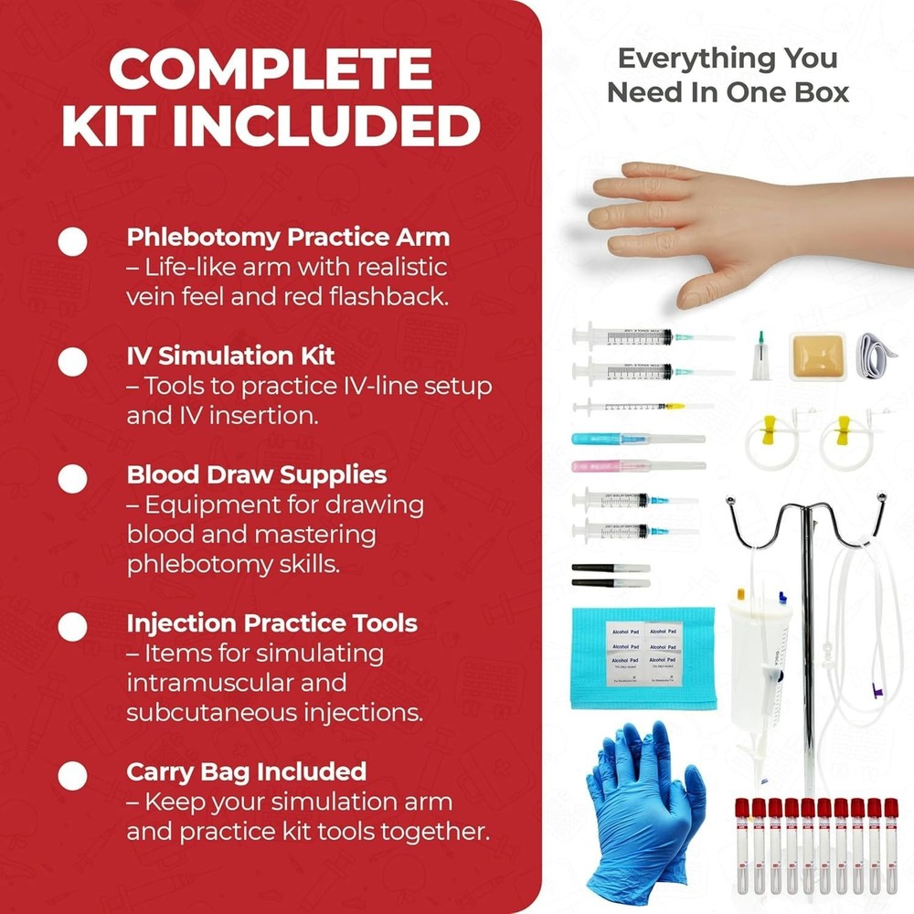 Professional Phlebotomy Simulation Arm - Complete Training, Medical Students
