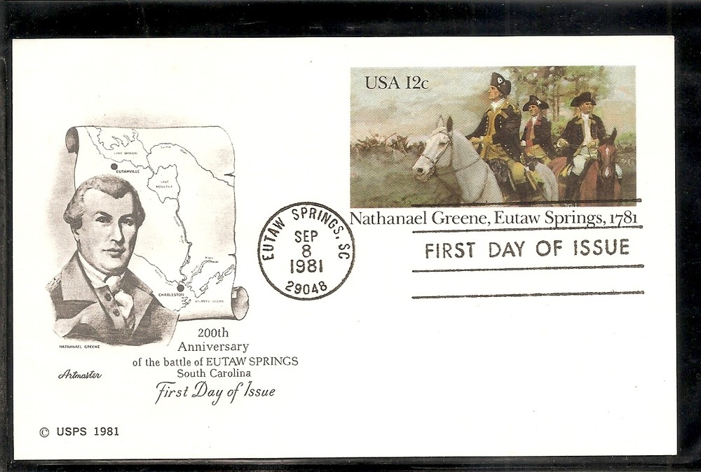 US SC # UX90 Eutaw Springs, 1781 FDC. Artmaster Cachet