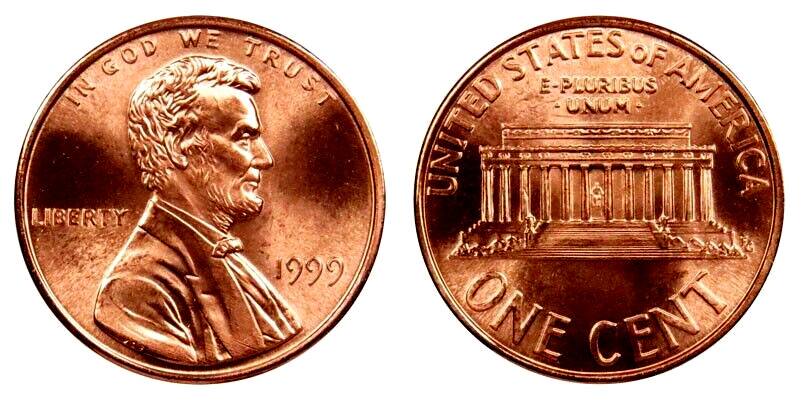 1999 P Lincoln Memorial Cent  ROLL  - BU - Uncirculated