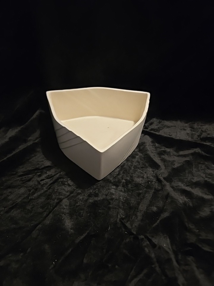 Vintage Cookson Pottery MCM 60s? White Triangle Planter