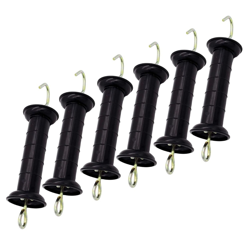 6Pcs Plastic Electric Fence Gate Handle Insulators Gate Handle with Spring Black