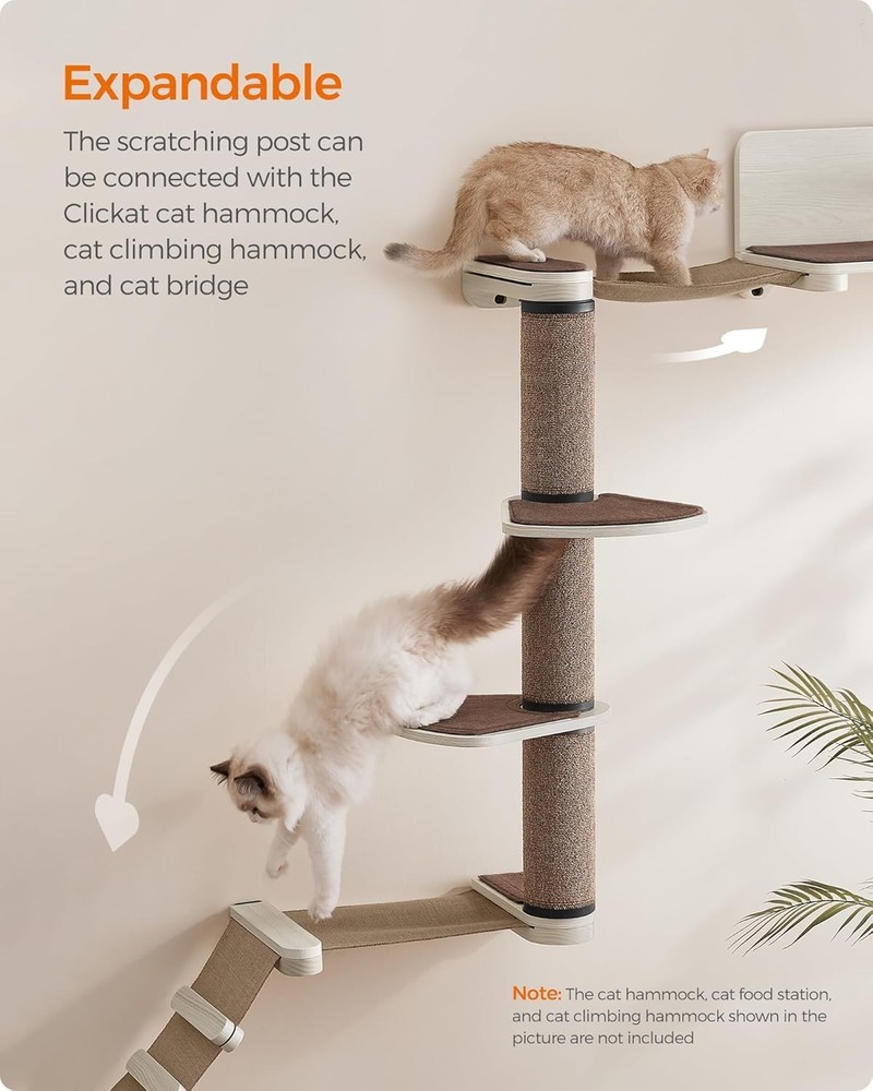 Feandrea 39.7" Wall-Mounted Cat Tree Tower with Scratching Posts & Perches