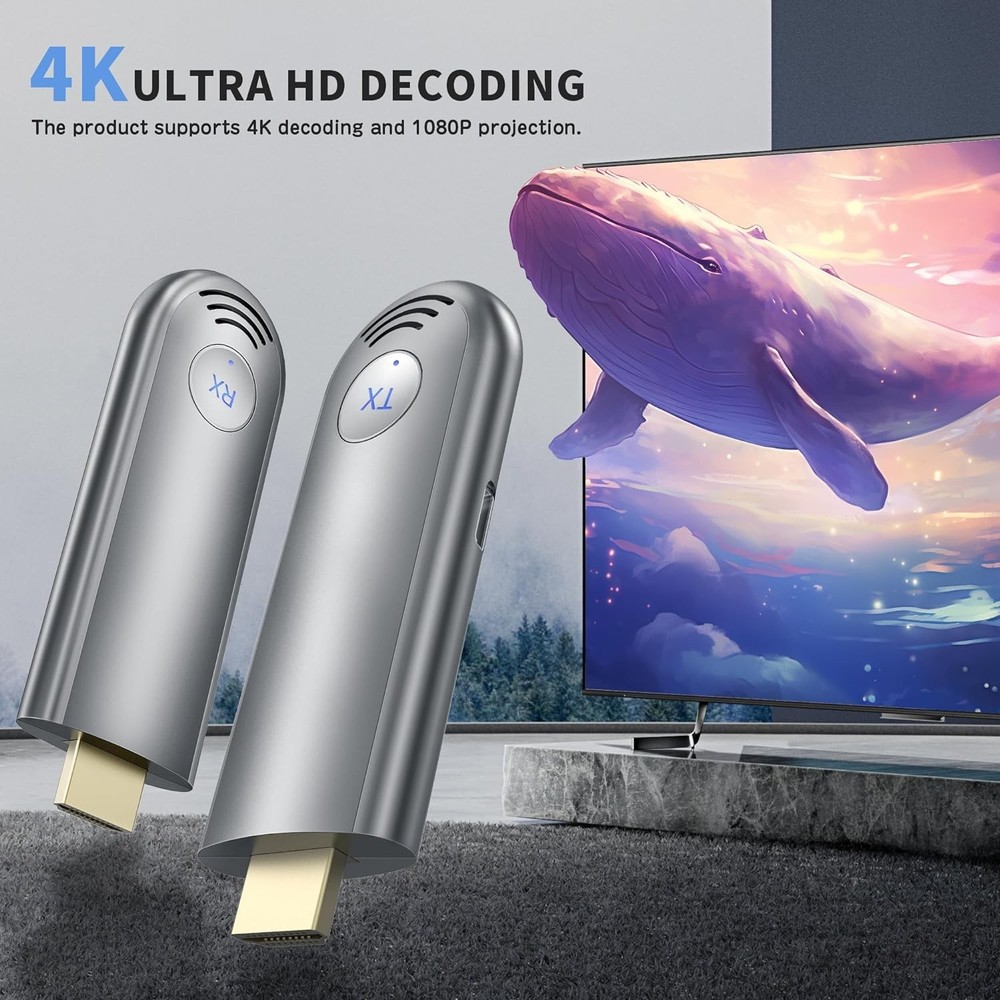 Compact Wireless HDMI Receiver & Transmitter for High-Quality Video Streaming