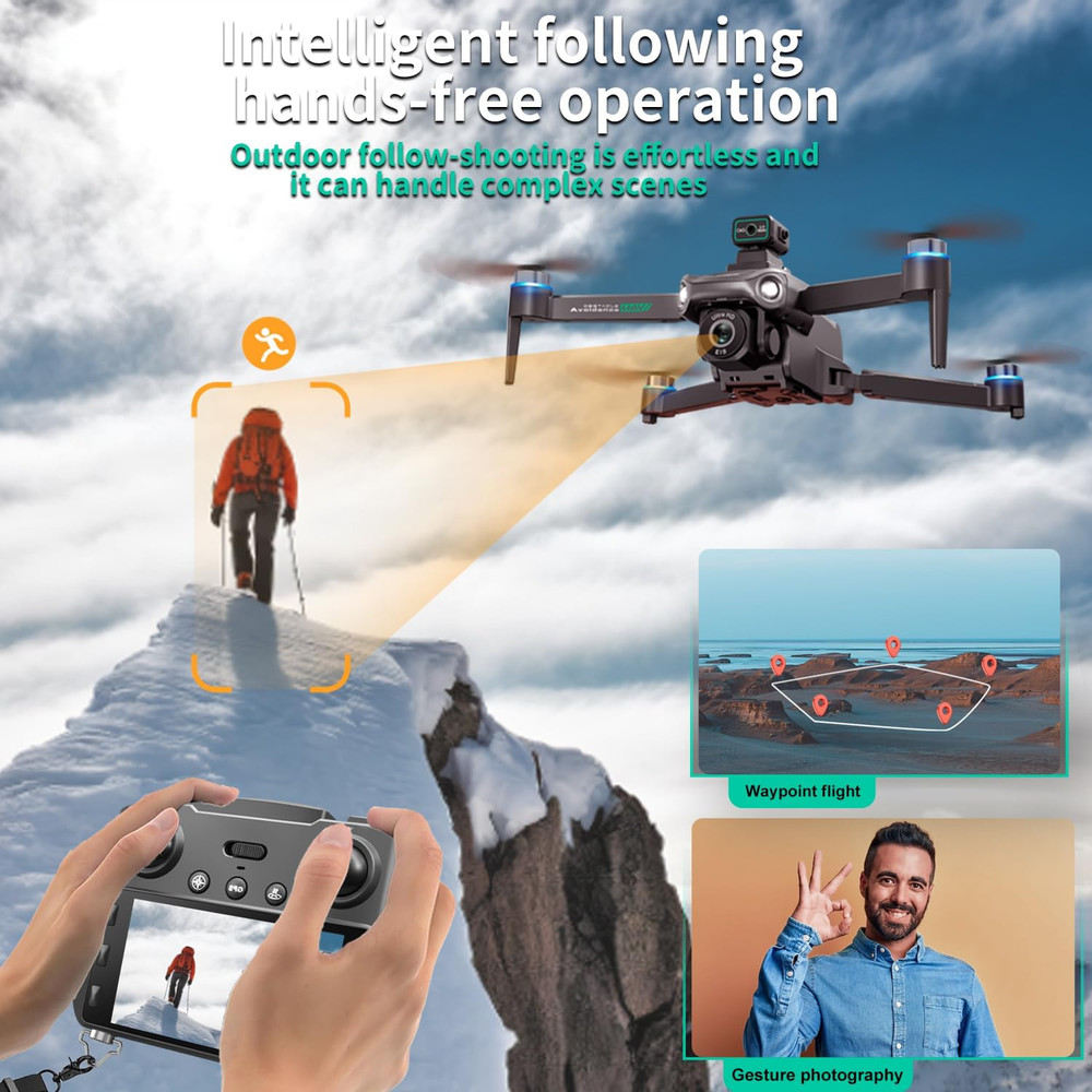 2K UHD GPS Drone with Camera for Adults - 5.9" Screen Remote Controller, Obstacl