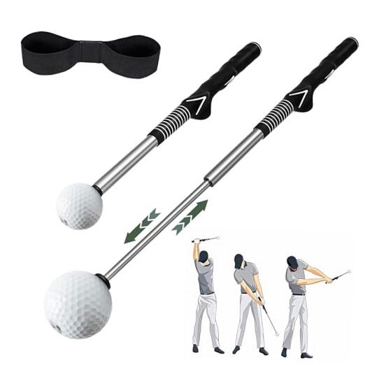 Retractable Golf Swing Trainer, Golf Grip Training Aid for Strength & Tempo