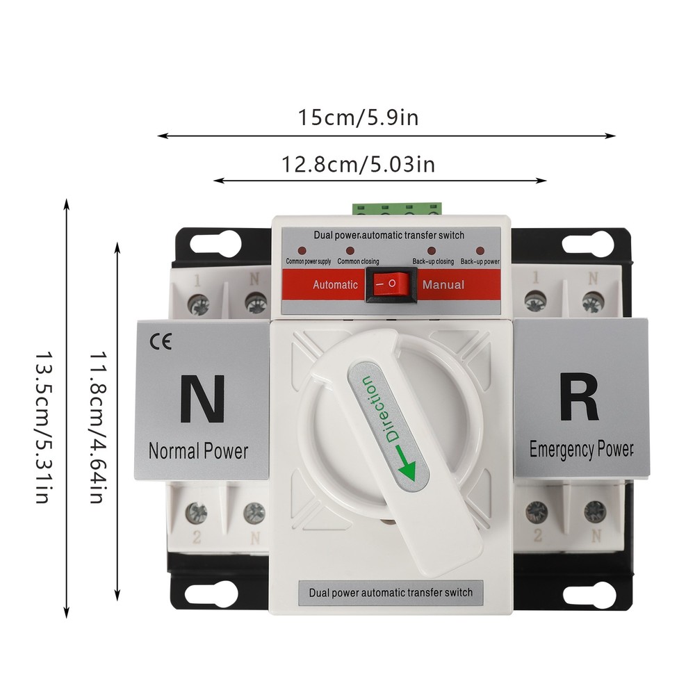 63A 2P 110V Dual Power Automatic Transfer Switch Changeover Transfer Switch