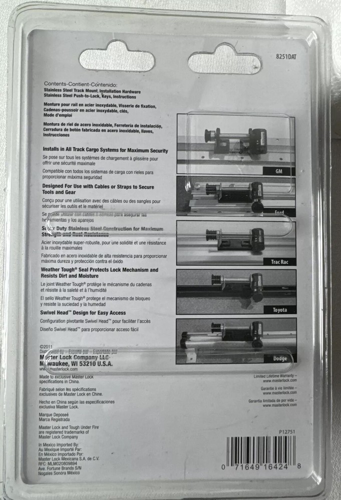 Master Lock 8251DAT Truck Bed Security Lock - Locking Tie Down Contractor Grade