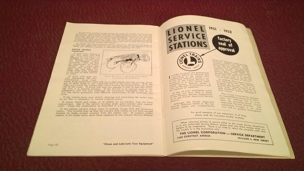 LIONEL POST WAR 1951 OPERATING INSTRUCTIONS BOOKLET