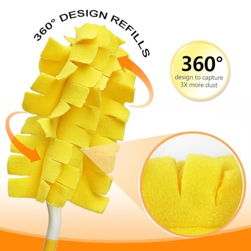 2 Pcs with 1 Handle Reusable Duster Refills, Washable Microfiber Dusters,