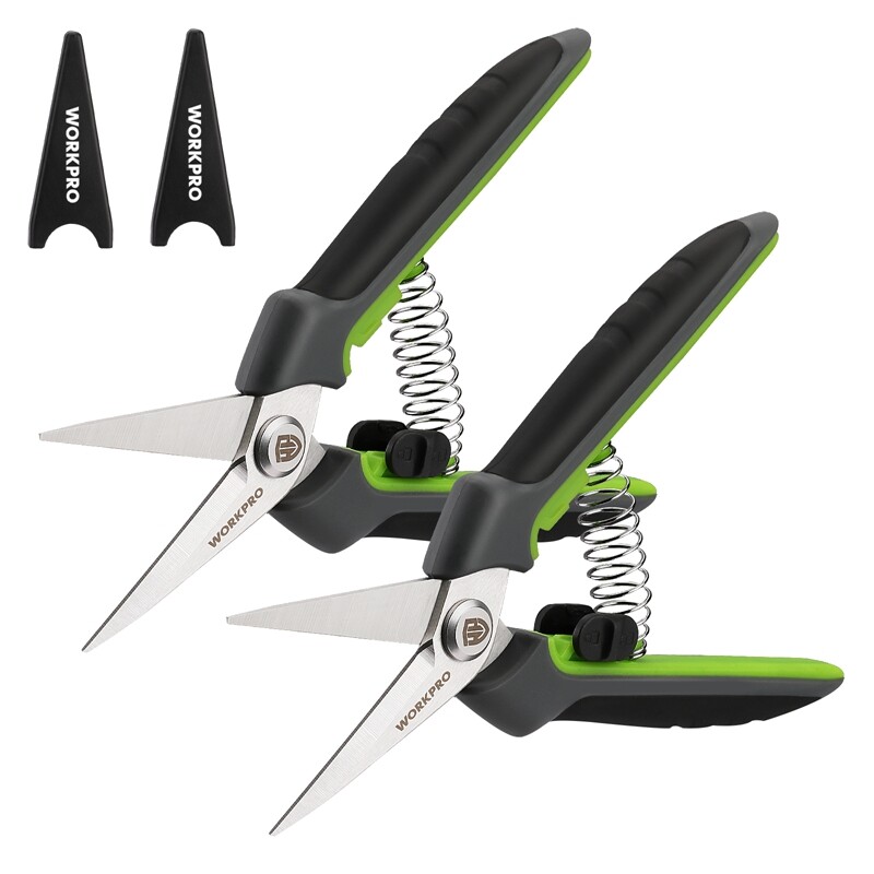 WORKPRO 2 Packs Pruning Shears 6.5" Gardening Scissors Snips Clippers Pruner Set