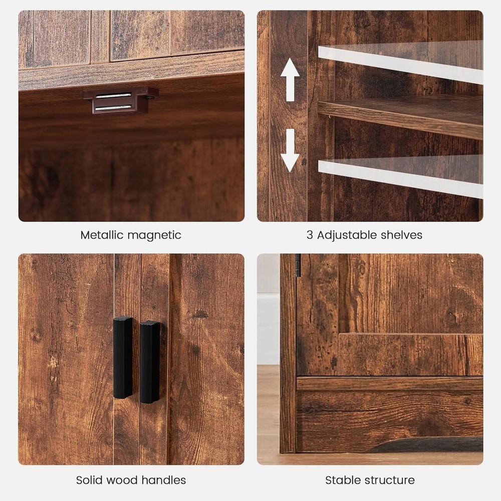 Rustic Brown 2-Drawer Cabinet with Adjustable Shelves