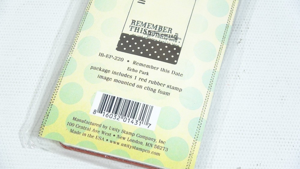 Unity Stamps Red Rubber Stamp Remember This Date IB-EP-220