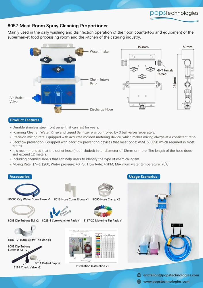 PM8057 Meat Room Proportioner, Maintenance Kit