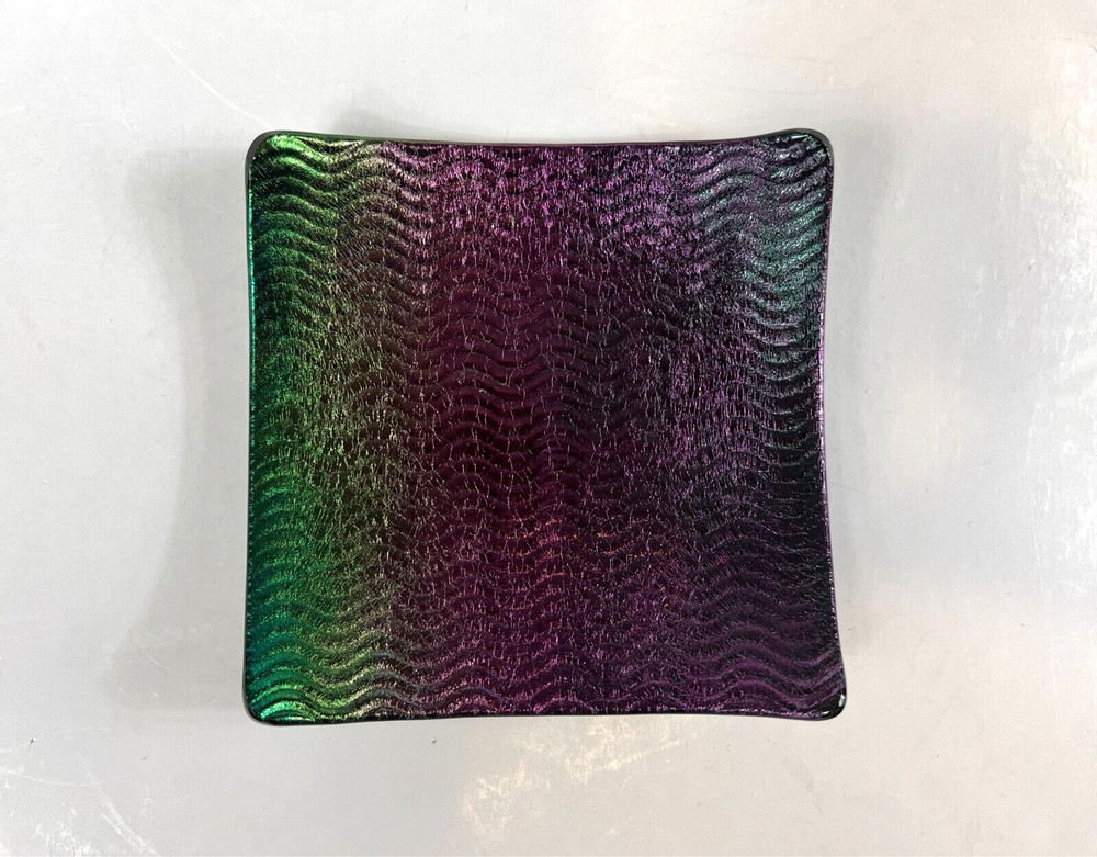 Fused Glass Iridescent Trinket Dish