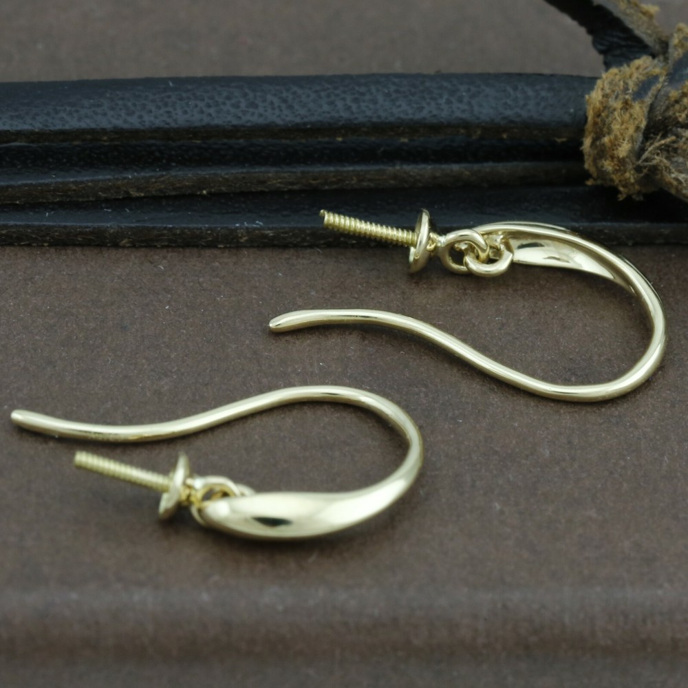 Genuine 18CT Solid Yellow Gold Pearl Hooks - 1 Pair