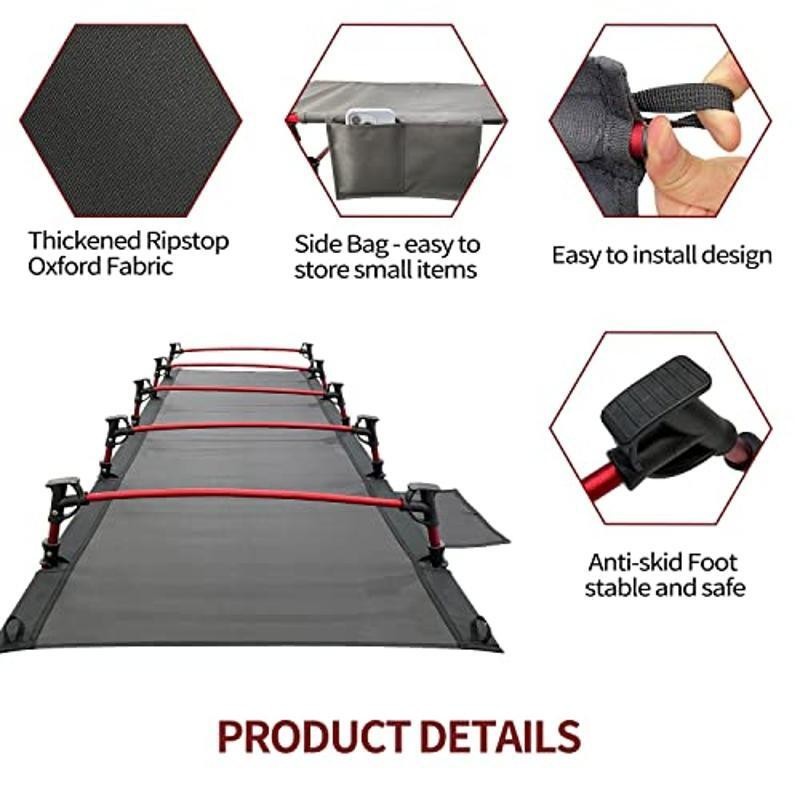 Ultralight Camping Cot Bed Stable 330lbs Capacity Easy Assembly & Disassembly US