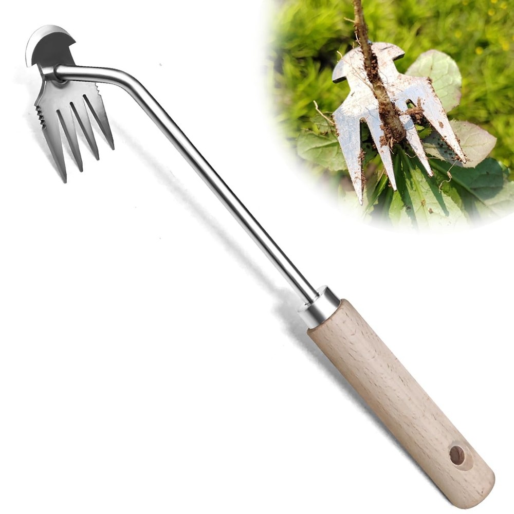 Weeder - Manual Weed Puller Tool, Uprooting Weeding Remover Tool, 4-Claw Stee...