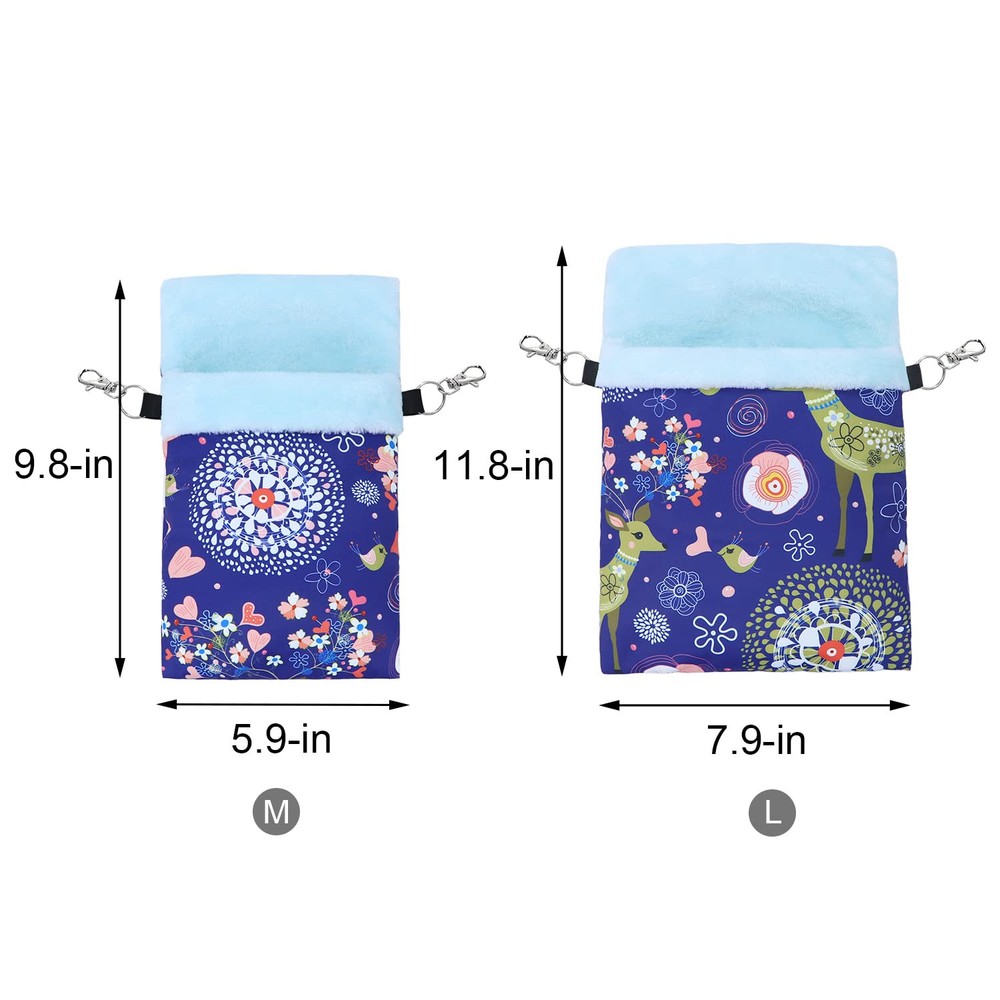 Small Pet Sleeping Pouch Warm Bed Hideout for Hamsters Hedgehogs Blue Elk