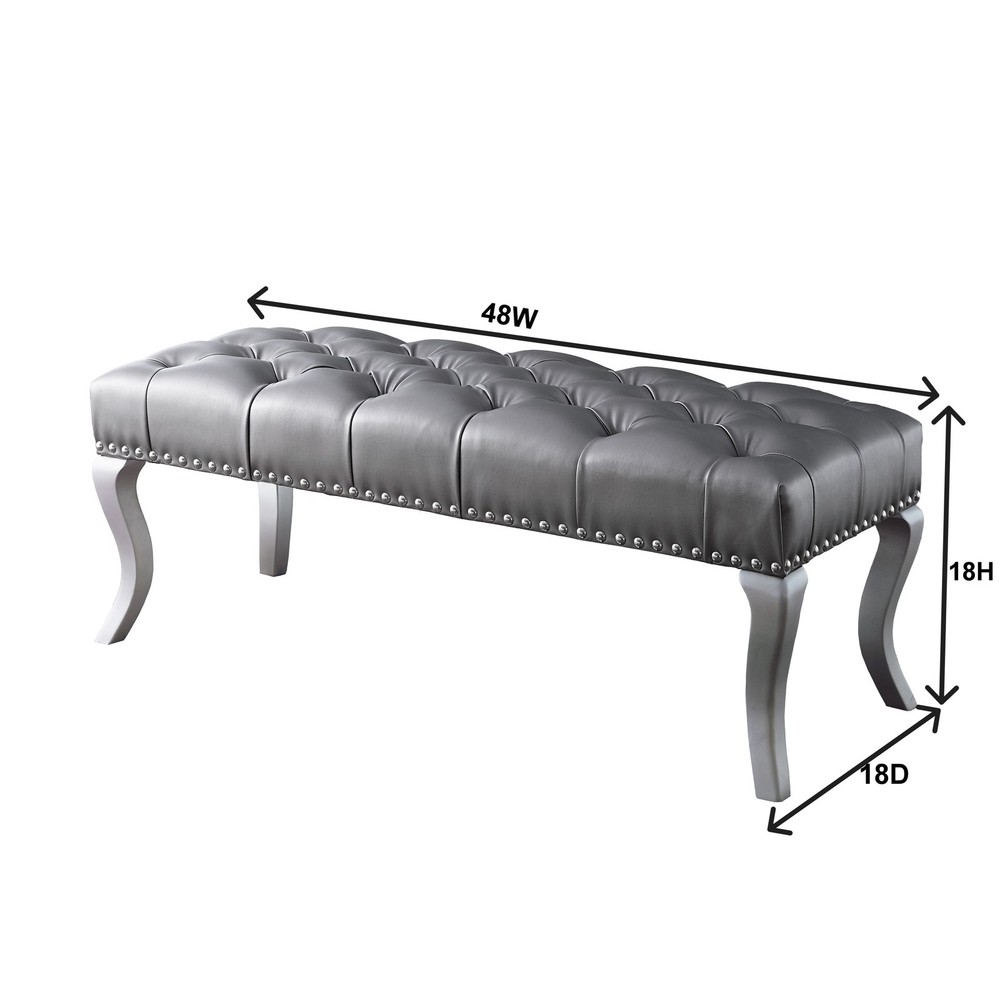 Decor Maxem Tufted FabricUpholstered Bench with Nailhead Trim