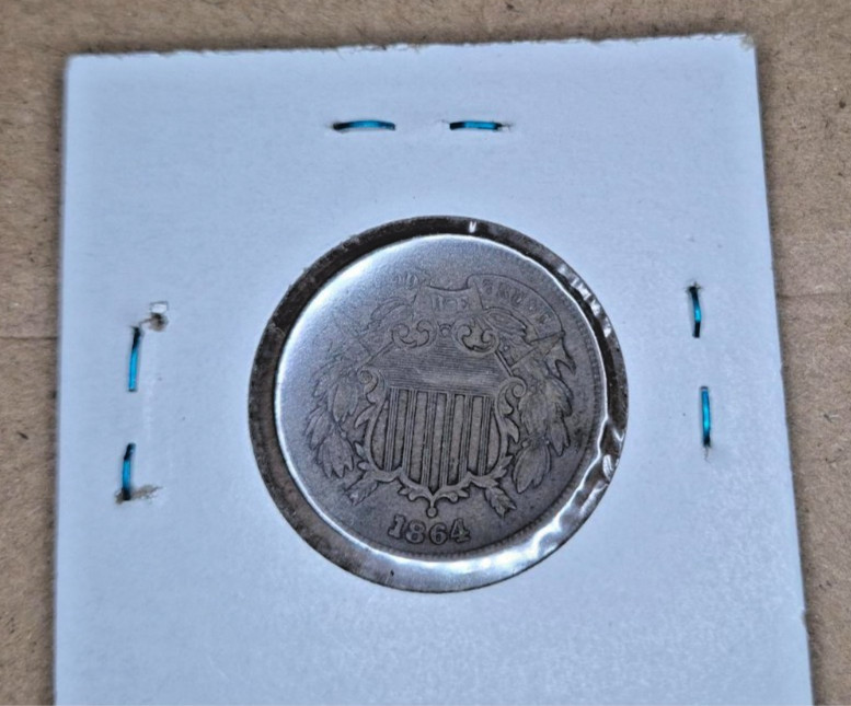 1864 TWO CENTS Large Motto Double Date