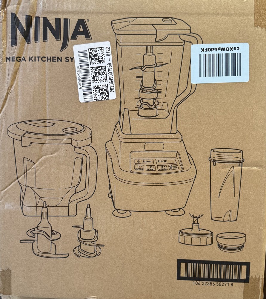 Ninja Mega Kitchen System Blender Food Processor 1500 Watts 72 oz Pitcher 8 Cup