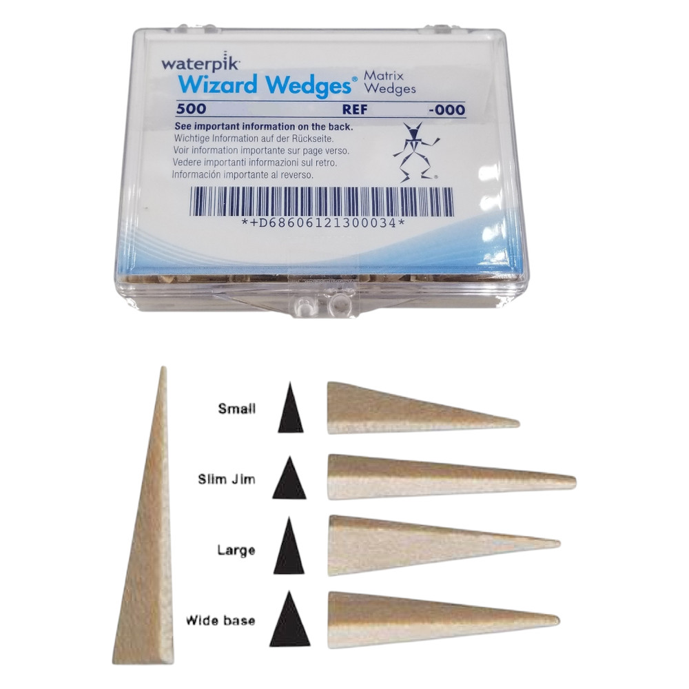 WaterPik Wizard Wedges Wide Base Triangular Birchwood Matrix Wedge 500/Box