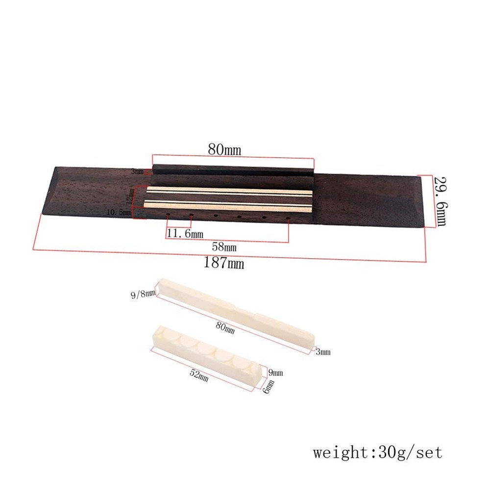 Alnicov Rosewood Guitar Bridge,with Cattle Bone Saddle Nut,for 6String...