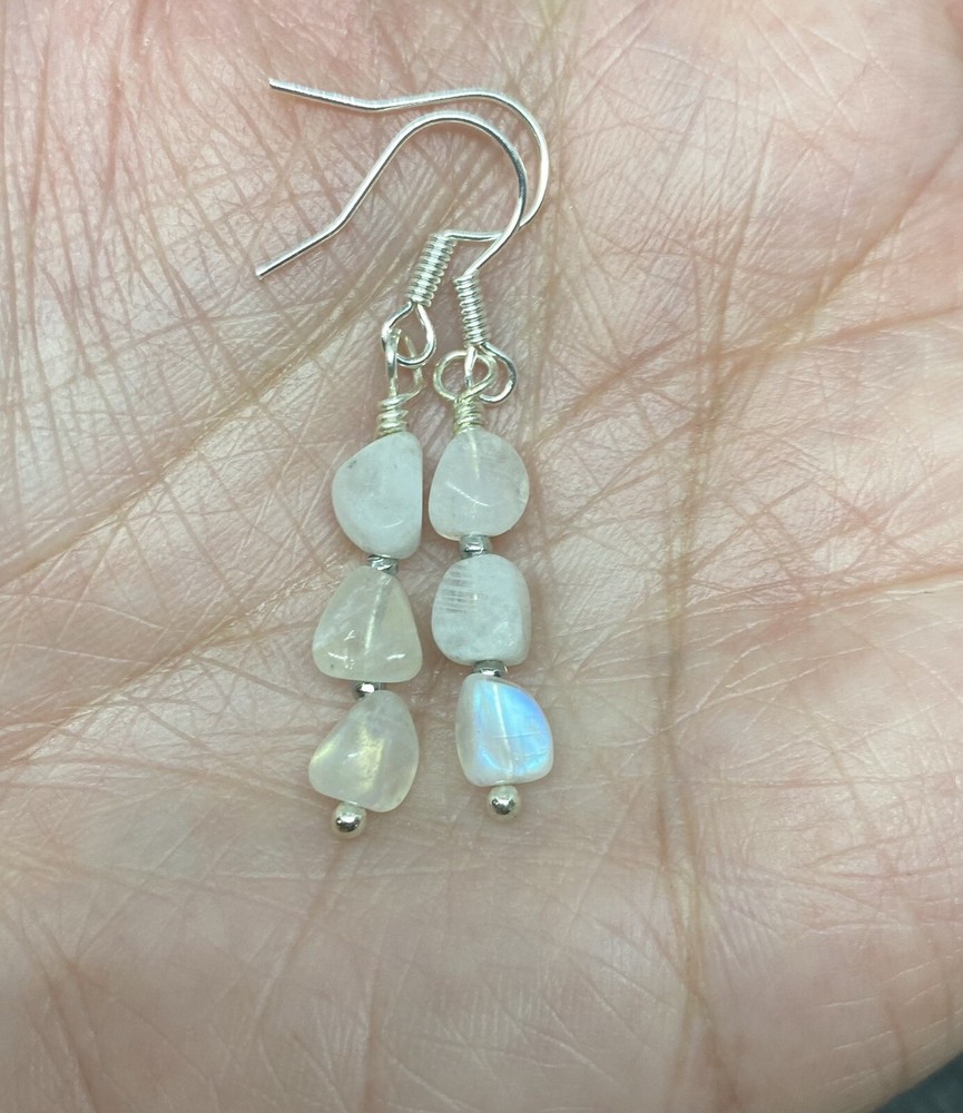 Blue Moonstone Genuine Stone Handmade Earrings