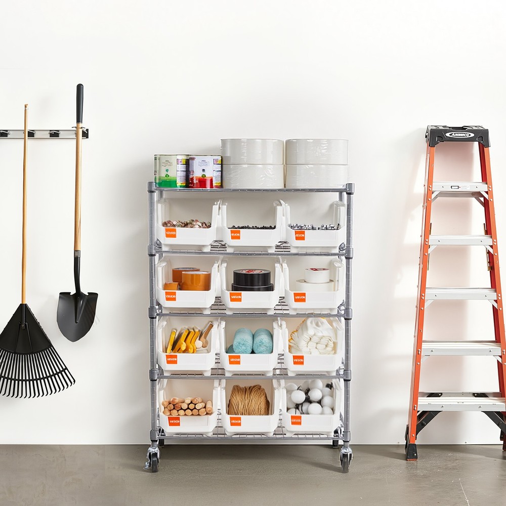 VEVOR Rolling Bin Storage Rack 5-Tier Bin Rack Storage System with 12 Bins