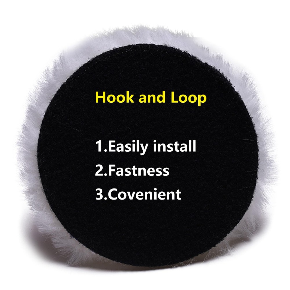 2 Pcs 7 Inch Lambs Wool Polishing Buffing Pads with Hook and Loop Back, Soft ...