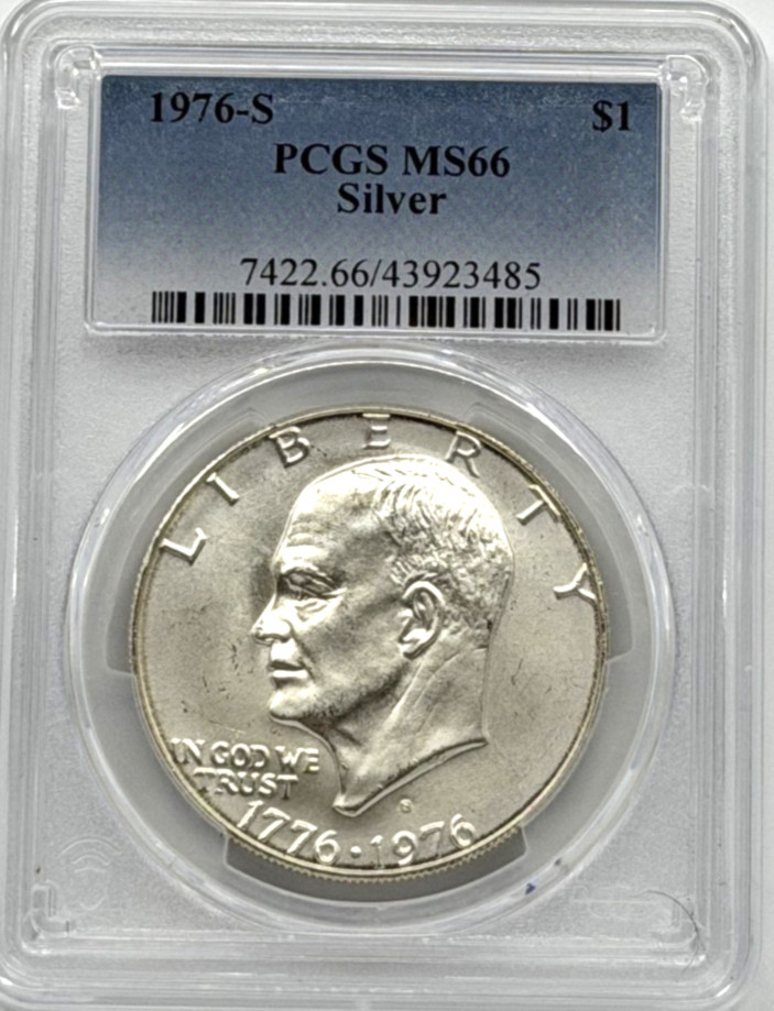 1976-S Eisenhower (Ike) Bicentennial Silver Dollar PCGS MS66 Blue Label