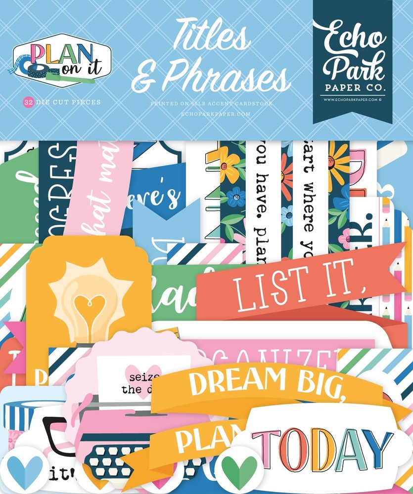 Echo Park Ephemera-Titles & Phrases, Plan On It - 3 Pack