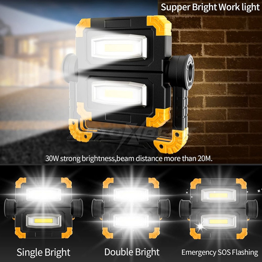 LED Work Light Rechargeable 2000LM Portable Folding Magnetic COB LED Flashlight