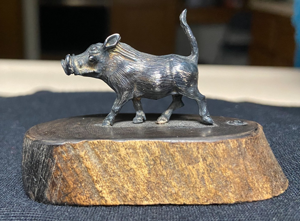 Patrick Mavros Silver Warthog Miniature Figure