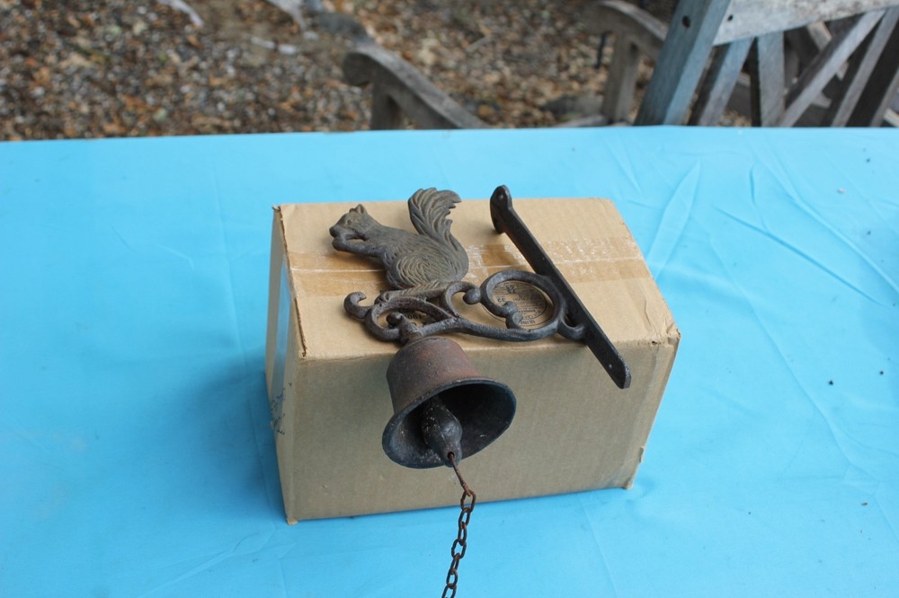 Antique Cast Iron Squirrel Pull Chain Bell, 8"