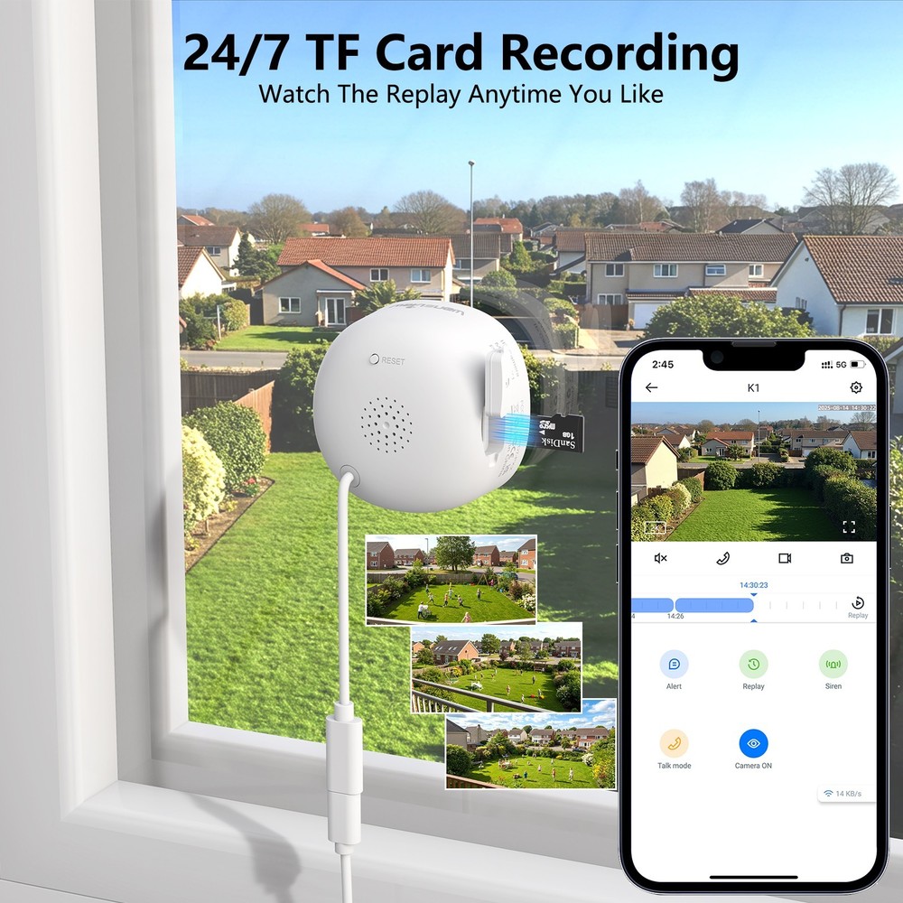 Wansview 2K Window Camera WIFI Security Camera Color Night Vision Ai Detection