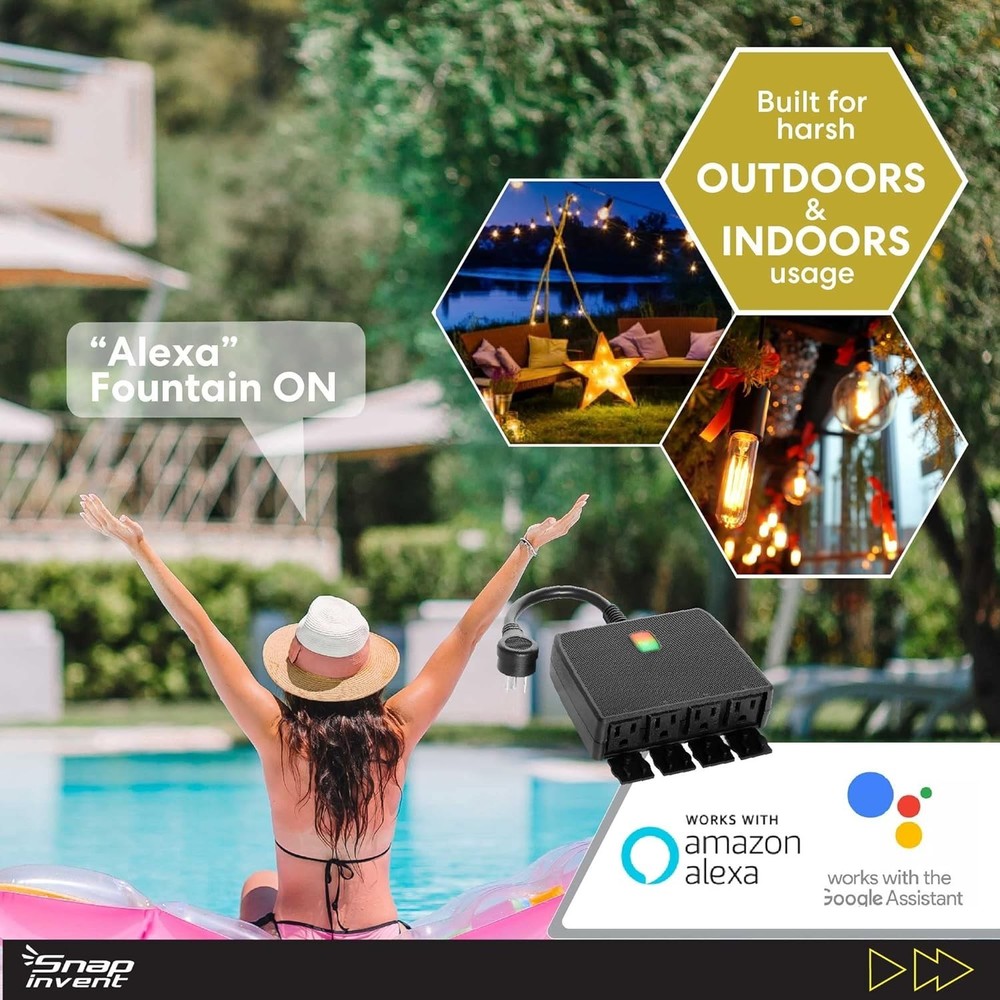 Weatherproof Electrical Power Strip Black