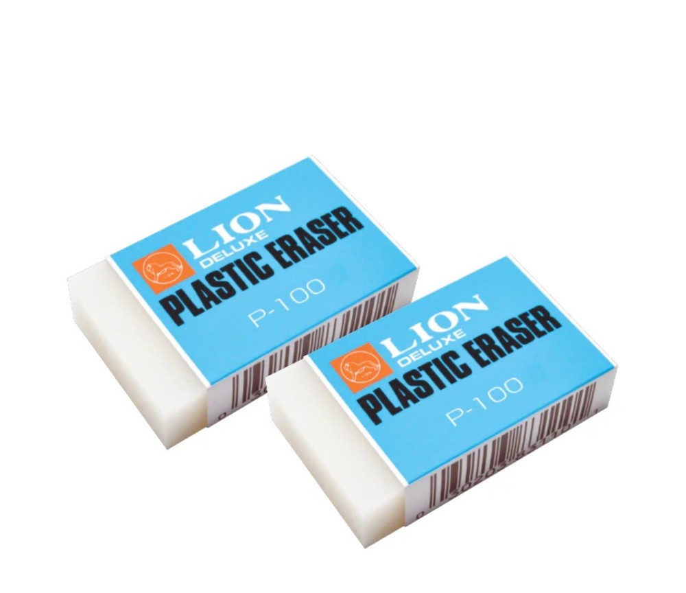 LION 2-PCS ERASER P-100 SCHOOL SUPPLY