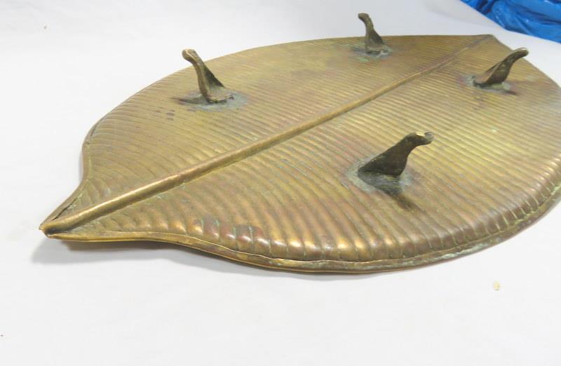 Antique Brass Footed Serving Platter 25" x 14"