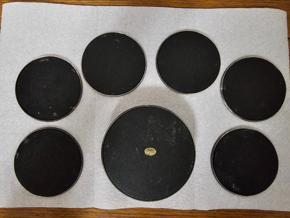 VINTAGE SILVER PLATE COASTER SET (HONG KONG) SEE DESCRIPTION