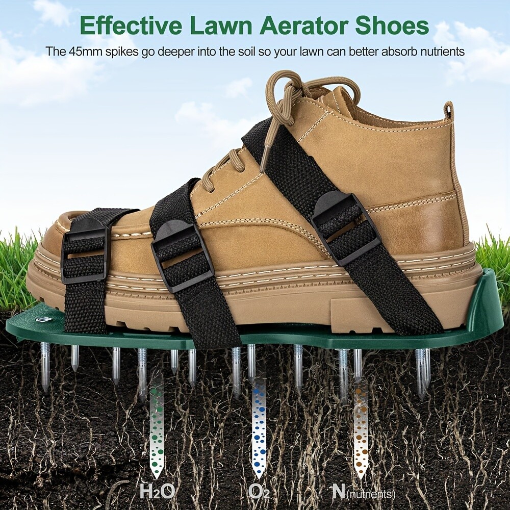 Manual Lawn Aerating Shoes Adjustable Straps