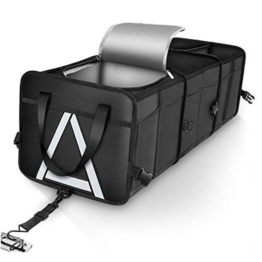 Durable Car Trunk Organizer with Premium 3 Compartments with Reflective Strip
