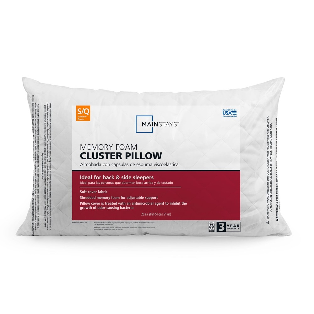 (4 pack ™ Memory Foam Cluster Bed Pillow Standard Queen
