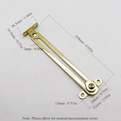 Lid Support Hinge, Easy to Use Gold Hardware Suitable for Boxes Cases Cabinet