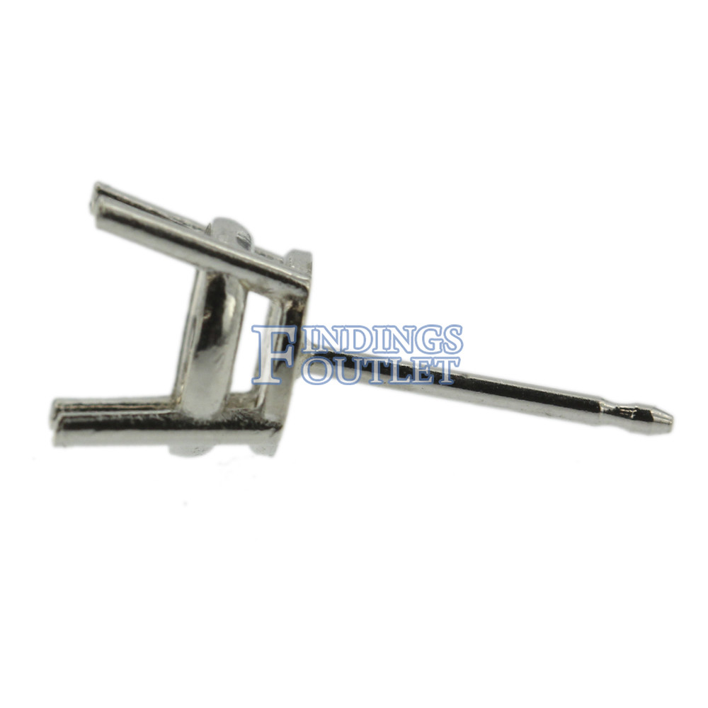 Platinum Round Stud Earring Mounting Setting Push Back Post 4 Prong