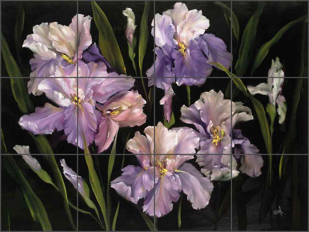 Iris Tile Backsplash Cook Flower Floral Art Ceramic Mural Kitchen Shower CC005