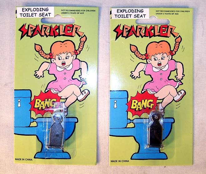 2 EXPLODING TOILET SEAT CAP TRICK pratical joke gag