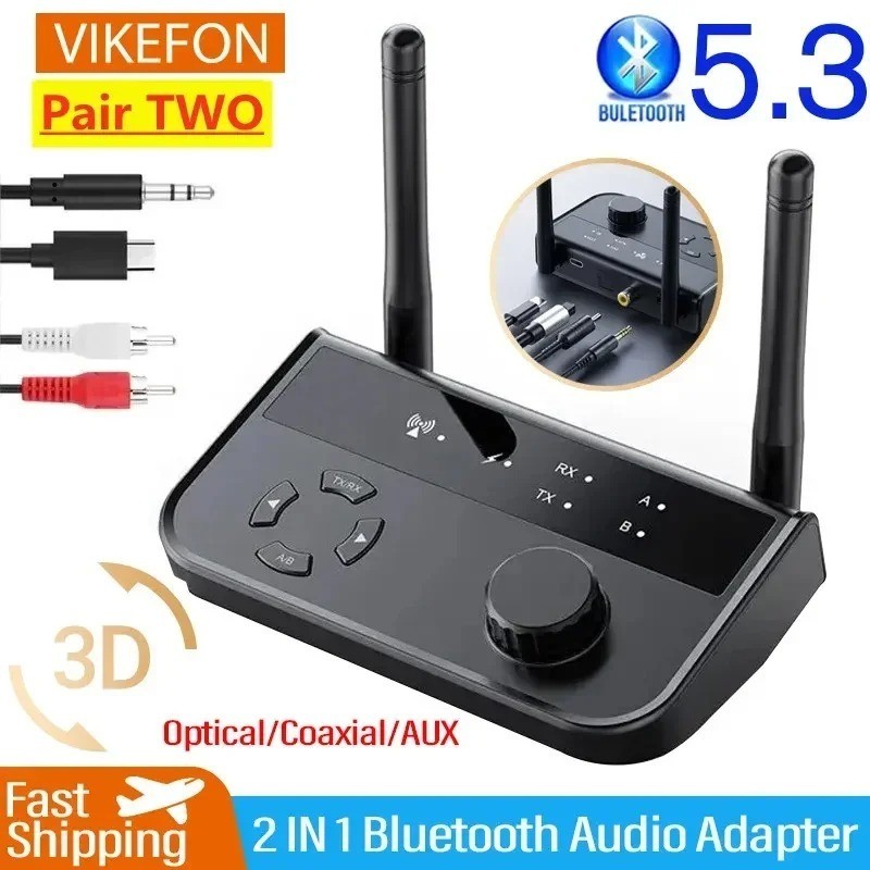 Bluetooth 5.3 Transmitter Receiver Long Range For TV Home Stereo Audio Adapter