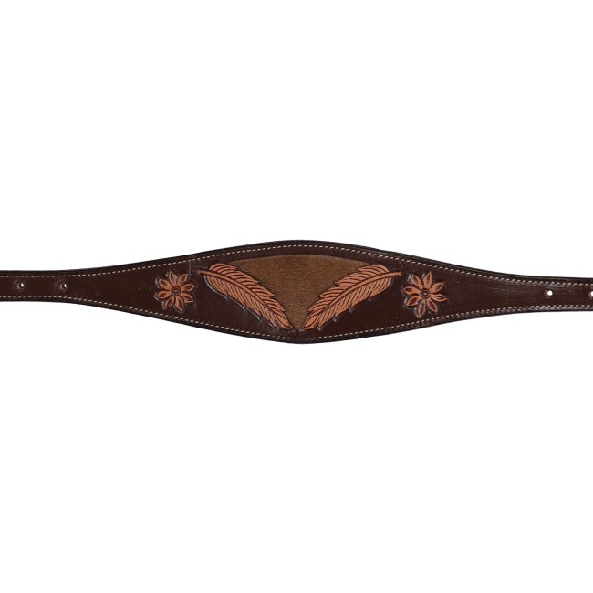 Showman Raven Hide Wither Strap Tooled Leather